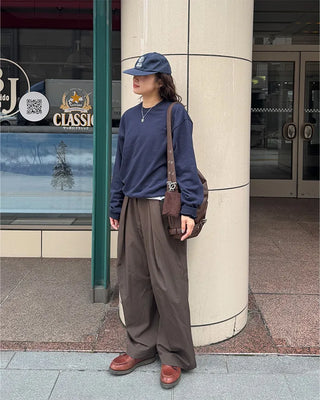 (Unisex) Wrap-design wide-leg slacks