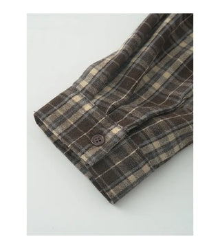 (2 colors) Peach brushed check shirt