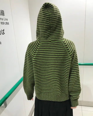 Striped knit hoodie