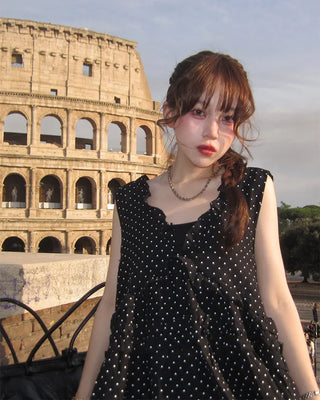 Polka dot tiered mini dress