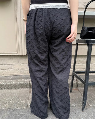 Heart Embossed String Pants