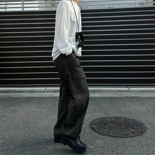(Unisex) Big Pocket Nylon Easy Pants