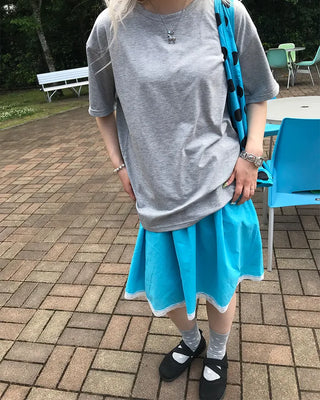 Shirred cotton midi skirt
