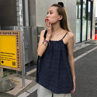 Checked Shirred Camisole