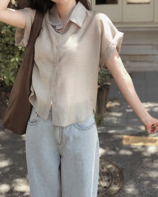 Cooling Tencel Roll-Up Blouse