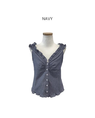 [2-way] Frill Stripe Border Blouse