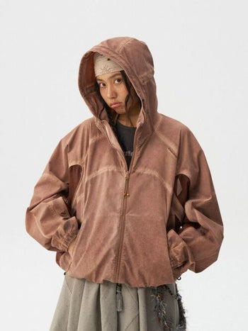 [Monterest] Washed 4-Way Stretch Mesh Hooded Jacket
