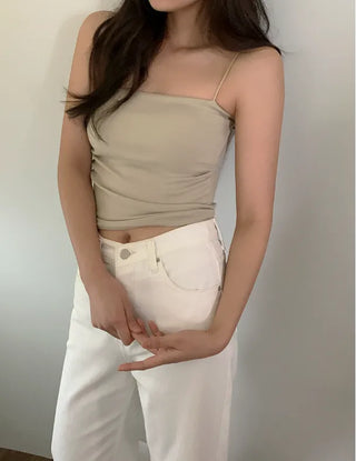 [Padded] Spangle Shirring Bra Cup Top Sleeveless