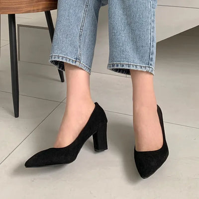 Suede heel pumps 2303 (3 colors)