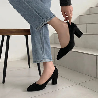 Suede heel pumps 2303 (3 colors)