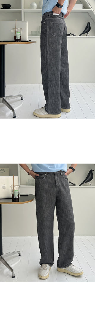 Piece Cooling Linen Wide Denim Pants