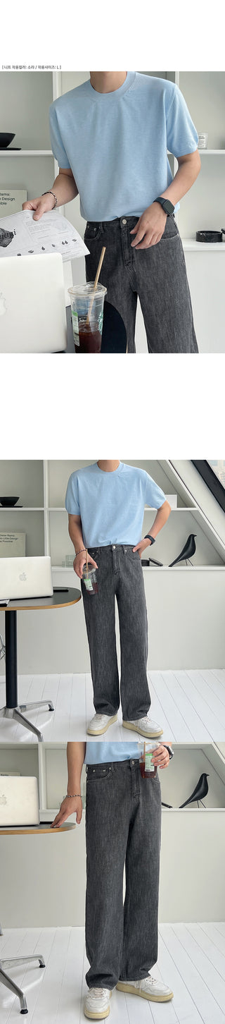 Piece Cooling Linen Wide Denim Pants