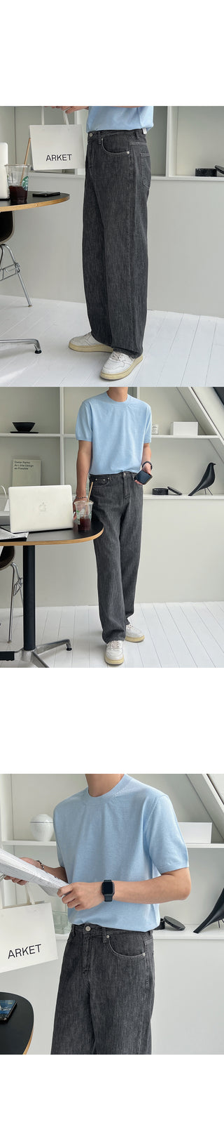 Piece Cooling Linen Wide Denim Pants