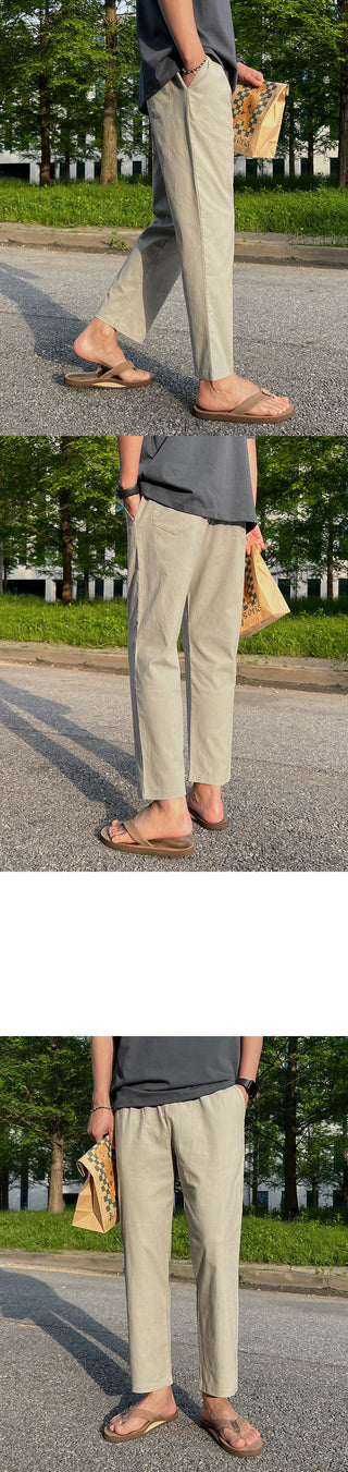 Only Linen Crop Elastic Waist Pants