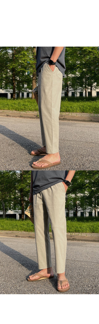 Only Linen Crop Elastic Waist Pants
