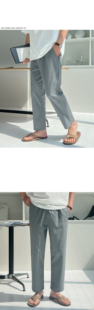 Only Linen Crop Elastic Waist Pants