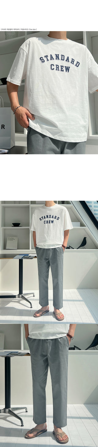 Only Linen Crop Elastic Waist Pants