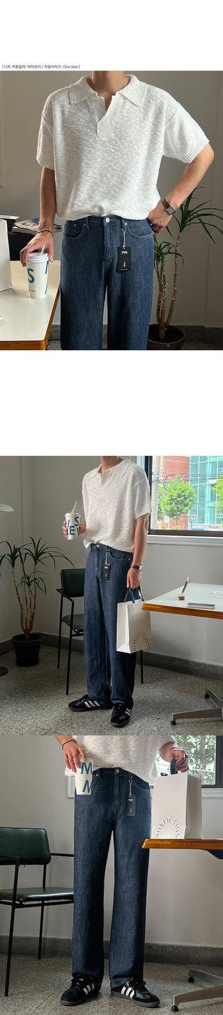 Piece Cooling Linen Wide Denim Pants