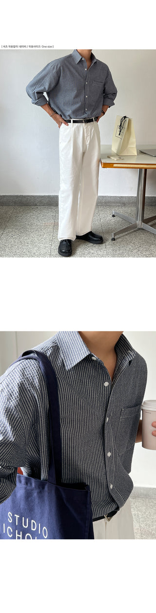 Taupe Stripe Cotton Shirt
