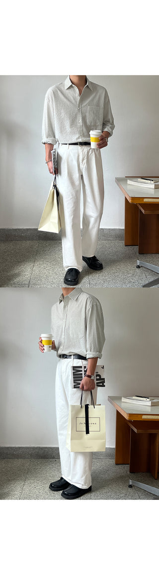 Taupe Stripe Cotton Shirt