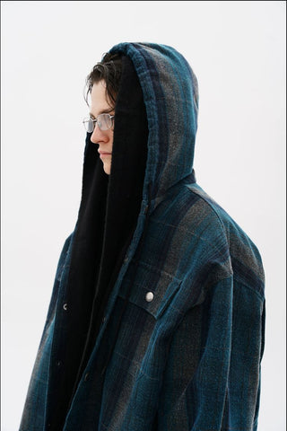 [MASONPRINCE] Plaid Hooded Padded Jacket