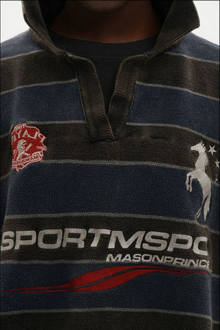 [MASONPRINCE] Washed Striped Polo Knit Sweater