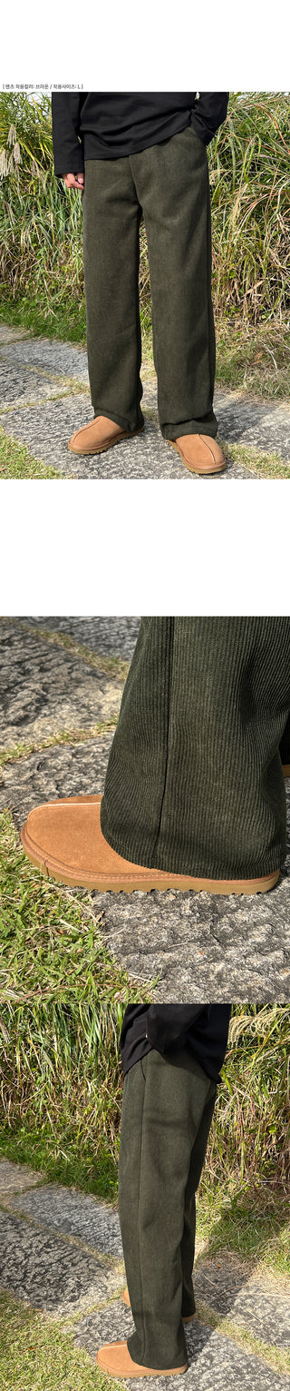 Steady Fleece-Lined Corduroy Wide Pants