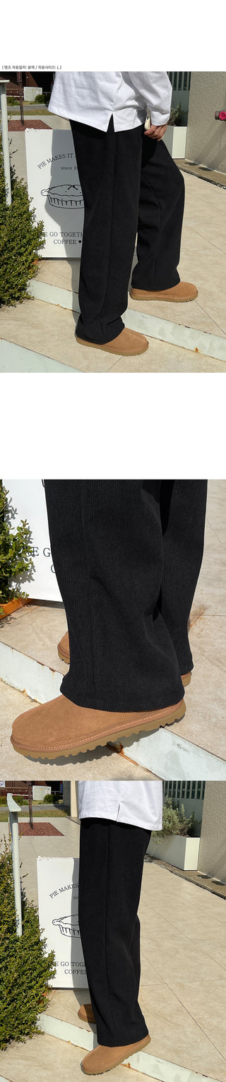 Steady Fleece-Lined Corduroy Wide Pants