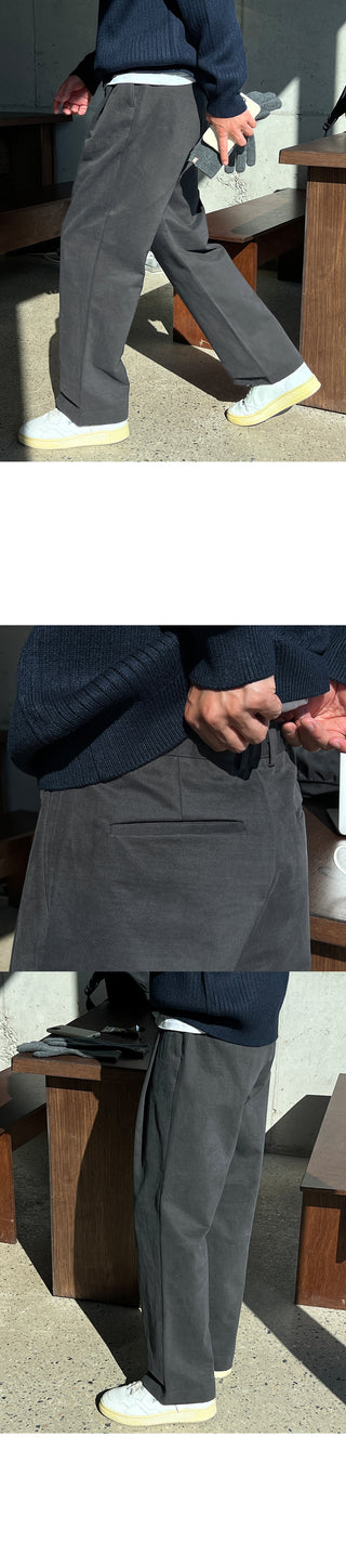 Louvre Peach One-Pleat Half-Band Pants