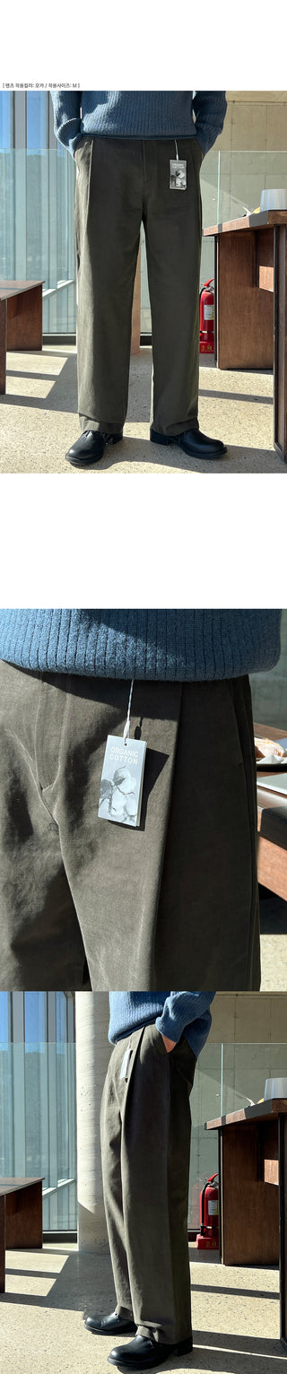 Louvre Peach One-Pleat Half-Band Pants