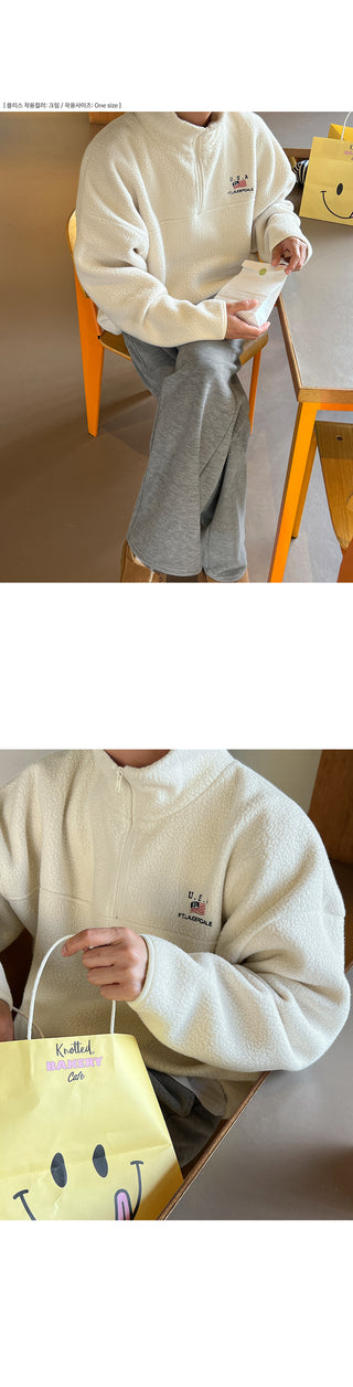 Kato Knit Fabric Brushed Wide Elastic Pants