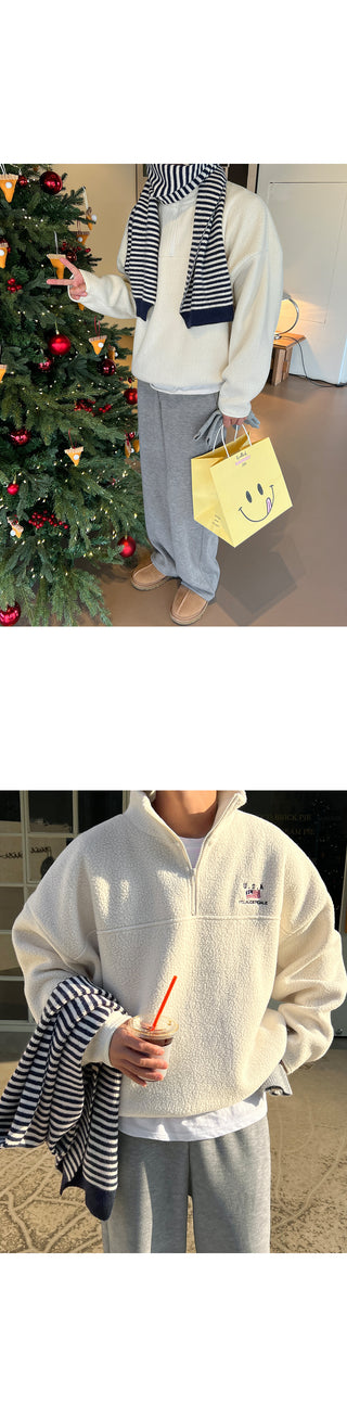Kato Knit Fabric Brushed Wide Elastic Pants