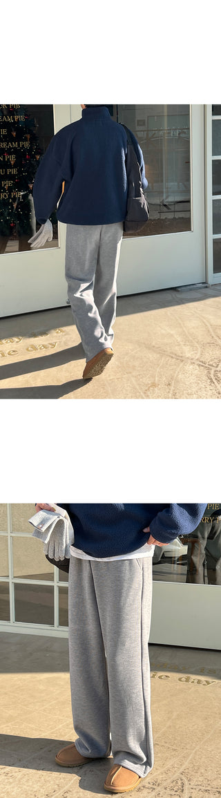 Kato Knit Fabric Brushed Wide Elastic Pants
