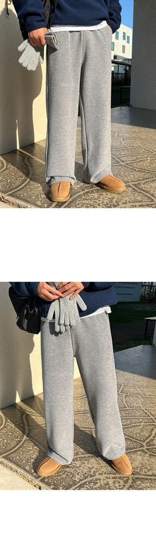 Kato Knit Fabric Brushed Wide Elastic Pants