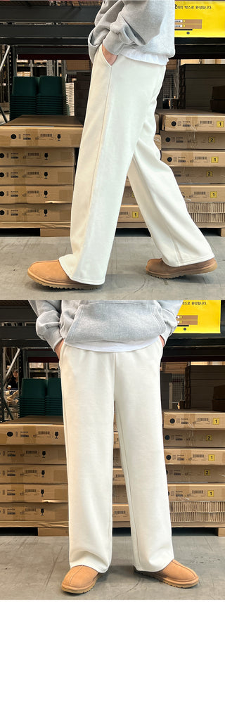 Kato Knit Fabric Brushed Wide Elastic Pants