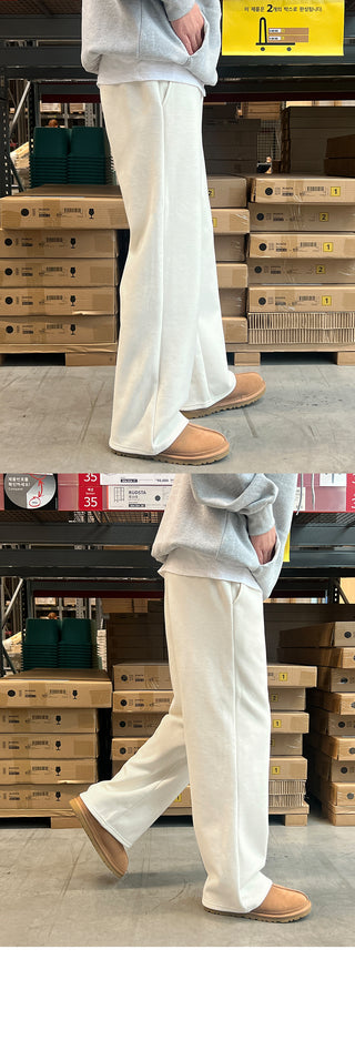 Kato Knit Fabric Brushed Wide Elastic Pants