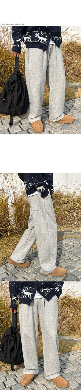 Allo One-Pleat Drawstring Fleece-Lined Training Pants