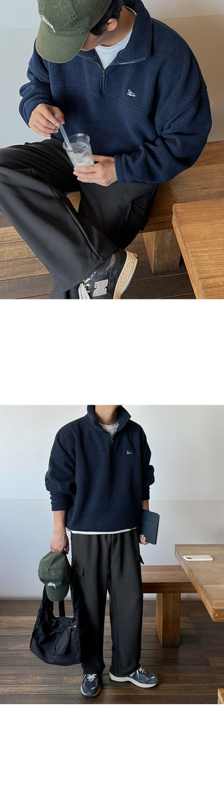 Daily Firm Fur-Lined Cargo Wide Pants