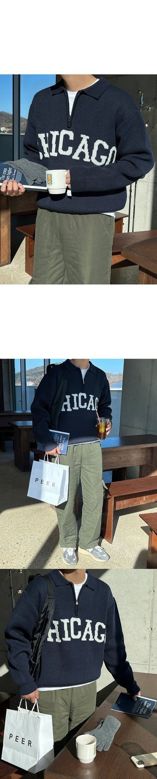 CHICAGO Zip-Up Collared Knit