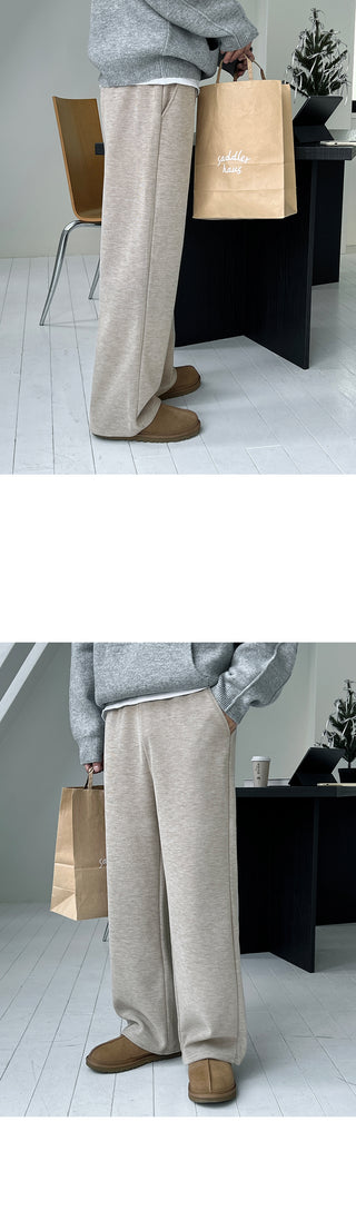 Kato Knit Fabric Brushed Wide Elastic Pants