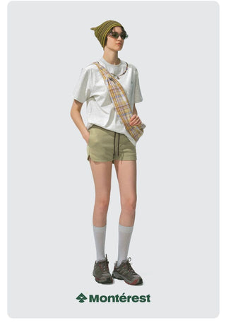 [Monterest] Drawstring Logo Embroidered Sweat Shorts