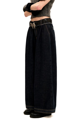 [Moromoro2] Frayed Waistband Wide Leg Jeans