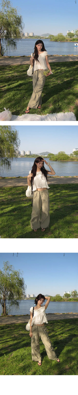 Planner Nuts String Low Nylon Pintuck Pants - 4 Colors