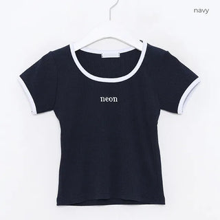neon ribbed slim T-shirt