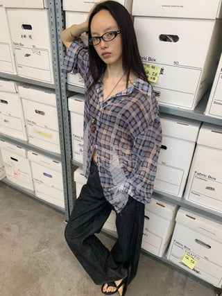 NEVERSEEZ Patchwork Plaid Shirt