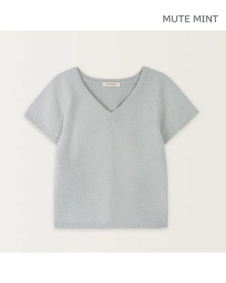[] Slimming V-neck raglan short-sleeved knit top