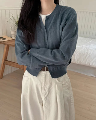 Shoulder vintage pattern cardigan