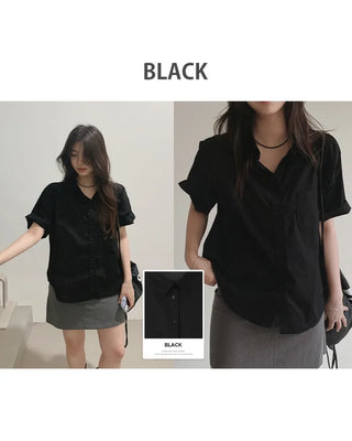 (7 colors) Double-stitched washed shirt