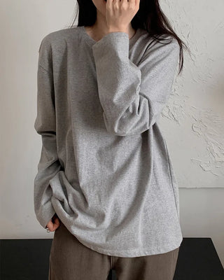 (Short-sleeved/Long-sleeved) Clean Cotton Daily Plain T-Shirt