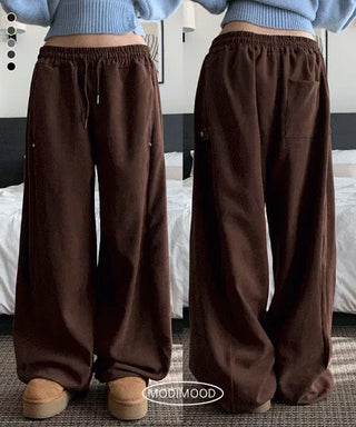 Suede Cotton Two-Button Autumn Long Pants - 5 Colors